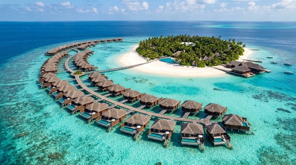 Maldives island aerial view